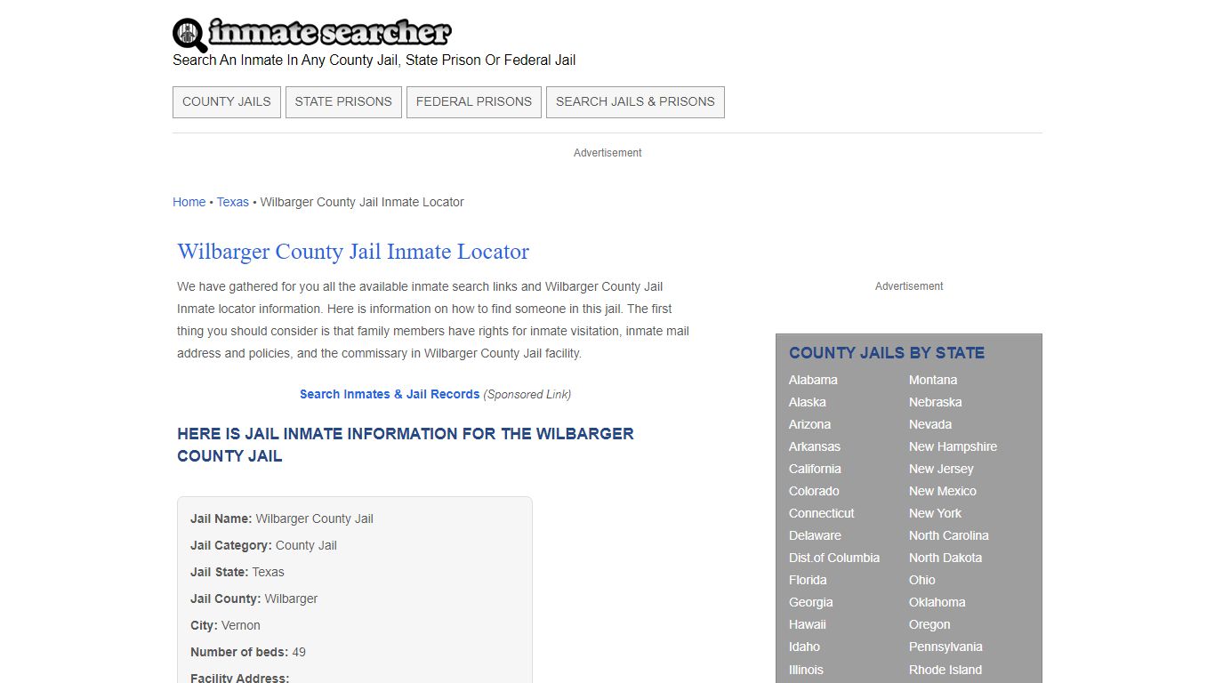Wilbarger County Jail Inmate Locator - Inmate Searcher